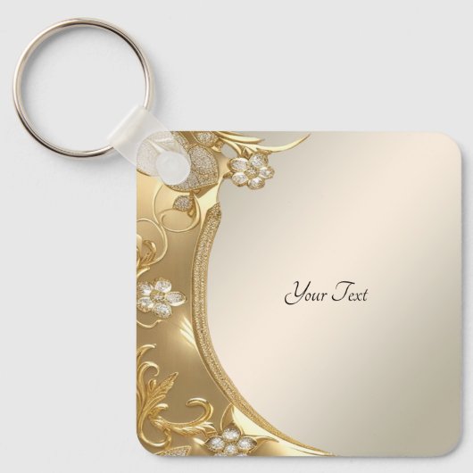 Gouden Bloemen Sleutelhanger (Voorkant)