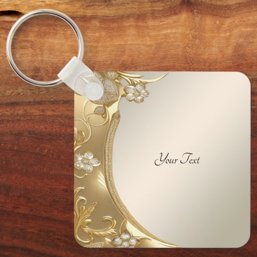 Gouden  Bloemen Sleutelhanger (Voorkant)