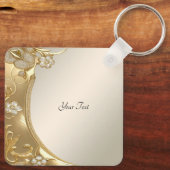 Gouden Bloemen Sleutelhanger (Achterkant)