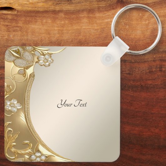 Gouden  Bloemen Sleutelhanger (Achterkant)