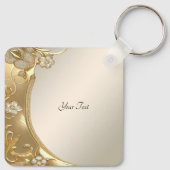 Gouden Bloemen Sleutelhanger (Achterkant)