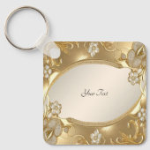 Gouden  Bloemen Sleutelhanger (Voorkant)