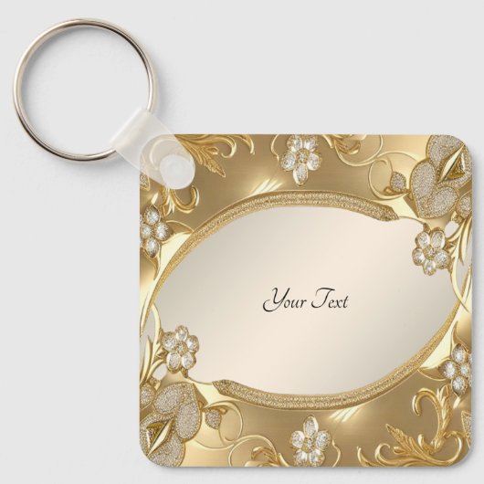 Gouden Bloemen Sleutelhanger (Voorkant)