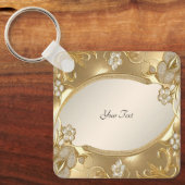 Gouden Bloemen Sleutelhanger (Voorkant)