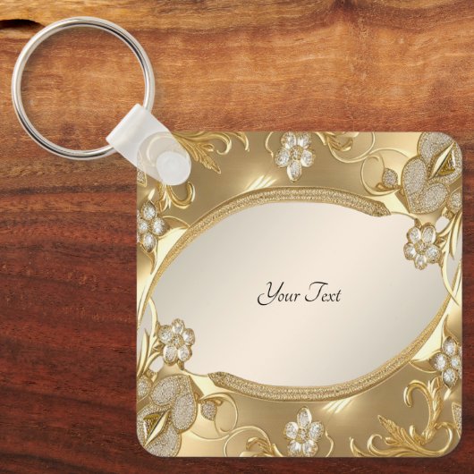 Gouden  Bloemen Sleutelhanger (Voorkant)