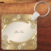 Gouden Bloemen Sleutelhanger (Achterkant)