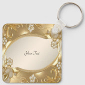 Gouden Bloemen Sleutelhanger (Achterkant)