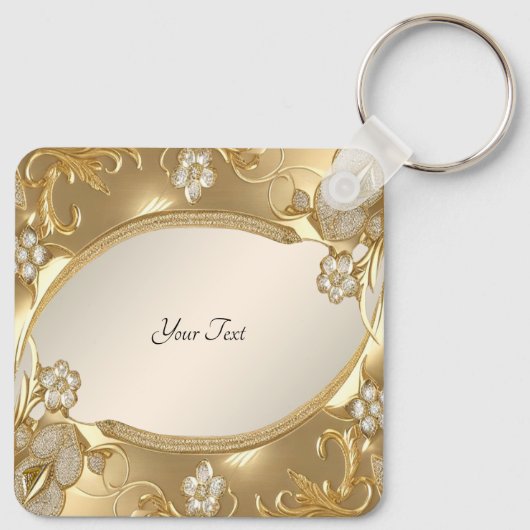 Gouden  Bloemen Sleutelhanger (Achterkant)