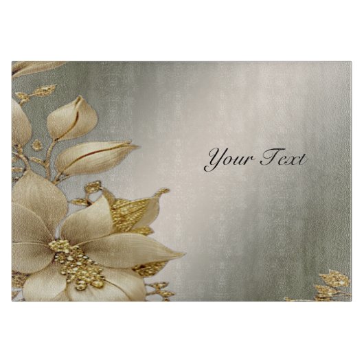 Gouden Bloemen Snijplank (Voorkant)