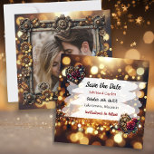 Gouden Bloemen Steampunk gepersonaliseerde bruilof Save The Date