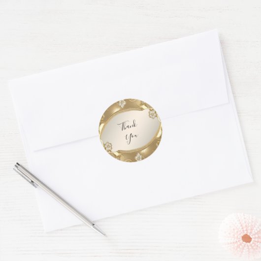 Gouden Bloemen Sticker (Envelop)