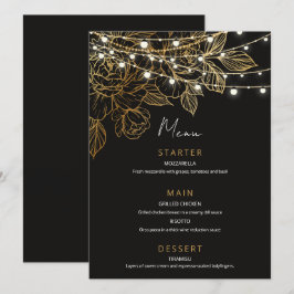 Gouden Bloemen String Lights Bruiloft Menu