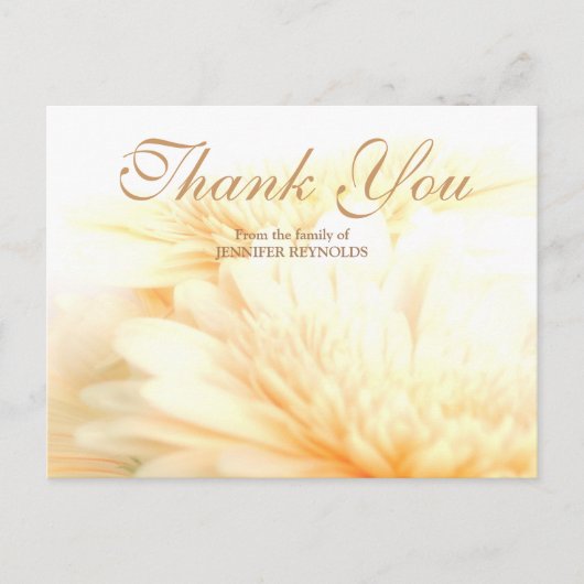 Gouden Bloemen Sympathie Begrafenis Dank u Briefkaart (Voorkant)