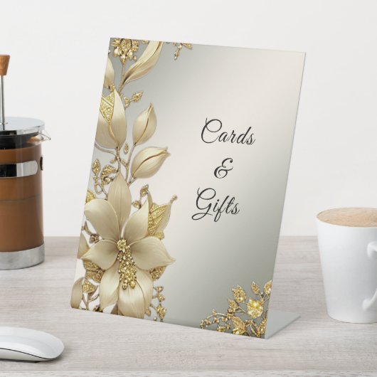 Gouden Bloemen Tafelblad Tekens Reclamebord Met Voetstuk (Insitu)