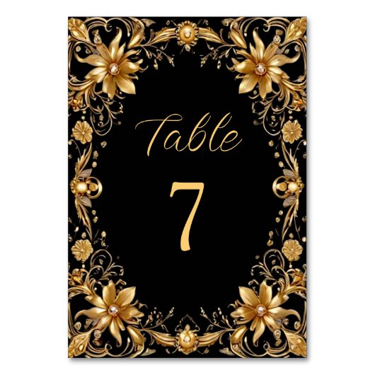 Gouden Bloemen Tafelnummer (Achterkant)