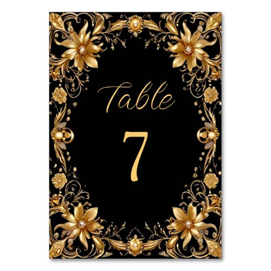 Gouden Bloemen Tafelnummer (Voorkant)