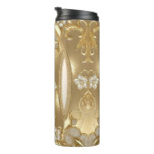 Gouden Bloemen Thermische Tumbler Thermosbeker (Geroteerd rechts)