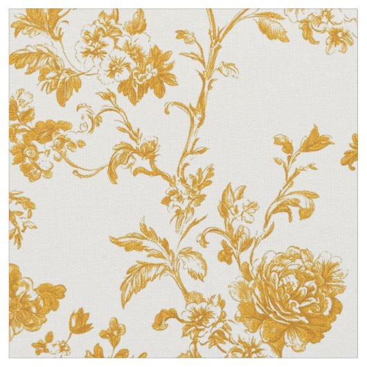 Gouden Bloemen Toile Stof (Close Up)