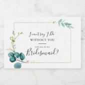 Gouden Bloemen Tropisch Groen Bruidsmeisje Voorste Sparkling Wijnetiket (Enkel label)