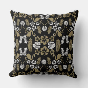 Gouden Bloemen Tropisch Patroon Kussen