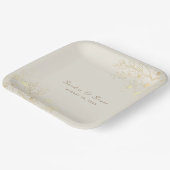 Gouden Bloemen Trouwpapier Borden Papieren Bordje (Gebogen)