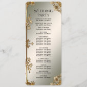 Gouden  Bloemen Trouwprogramma Programmakaart (Achterkant)