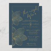 Gouden bloemen Uitnodiging (Voorkant / Achterkant)