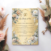 Gouden Bloemen Uitnodiging Gouden Bruiloft