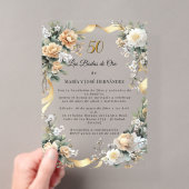 Gouden Bloemen Uitnodiging Gouden Bruiloft (Insitu (Draagbaar))