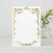 Gouden bloemen uitnodiging template (Staand voorkant)