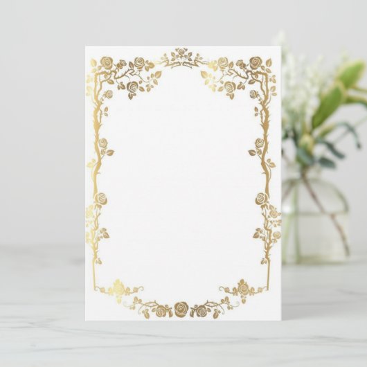 Gouden bloemen uitnodiging template (Staand voorkant)