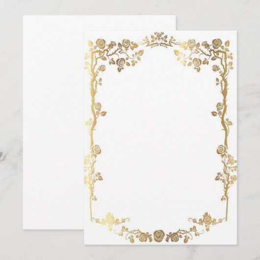 Gouden bloemen uitnodiging template (Voorkant / Achterkant)