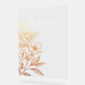 "Gouden Bloemen van de Liefde" | Black Wedding Wel Acryl Bord (Hoek)