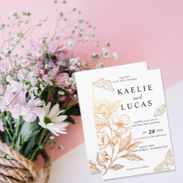 "Gouden Bloemen van de Liefde" Bruiloft Kaart