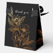 "Gouden Bloemen van de Liefde" | Zwarte bruiloft Bedankdoosjes (Achterkant)