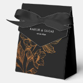 "Gouden Bloemen van de Liefde" | Zwarte bruiloft Bedankdoosjes (Voorkant)