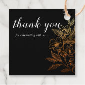 "Gouden Bloemen van de Liefde" | Zwarte bruiloft Bedankjes Labels (Achterkant)