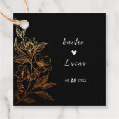 "Gouden Bloemen van de Liefde" | Zwarte bruiloft Bedankjes Labels (Voorkant)