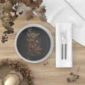 "Gouden Bloemen van de Liefde" | Zwarte bruiloft Papieren Bordje