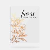 "Gouden Bloemen van Liefde" | Huwelijksgunsten Acryl Bord (Voorkant)