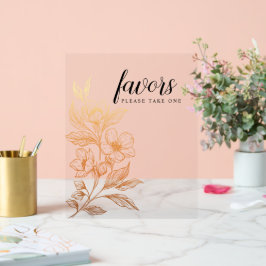 "Gouden Bloemen van Liefde" | Huwelijksgunsten Acryl Bord