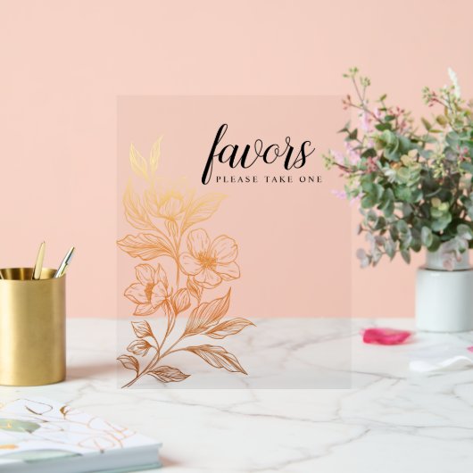 "Gouden Bloemen van Liefde" | Huwelijksgunsten Acryl Bord (Huwelijk)