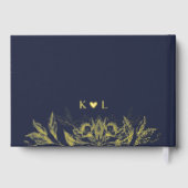 "Gouden Bloemen van Liefde" | Romantische marine b Gastenboek (Achterkant)