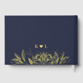 "Gouden Bloemen van Liefde" | Romantische marine b Gastenboek (Achterkant)