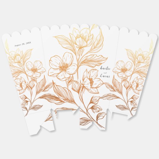 "Gouden Bloemen van Liefde" | Wedding Favoriet Box Bedankdoosjes (Ongevouwen)