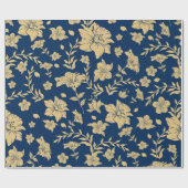 Gouden Bloemen Verpakkingsdocument met Marine Acht Cadeaupapier (Vlak)