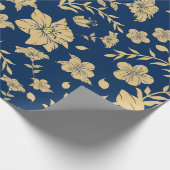 Gouden Bloemen Verpakkingsdocument met Marine Acht Cadeaupapier (Hoek)