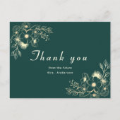 Gouden Bloemen Vrijgezellenfeest Dank u kaart (Voorkant)