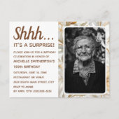 Gouden Bloemen Vrouwen 100ste Verrassing Verjaarda Uitnodiging Briefkaart (Voorkant)