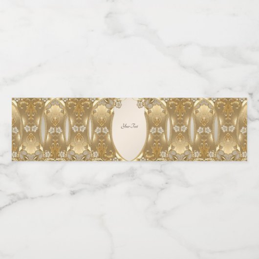 Gouden  Bloemen Water Fles Label Waterfles Etiket (Enkel label)